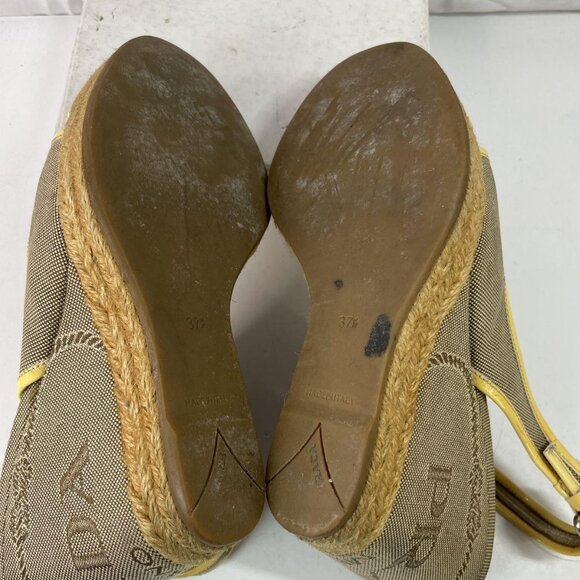 Authentic Prada Gold Brown Wedge Heels – Women’s US 6.5 - Picture 6 of 8